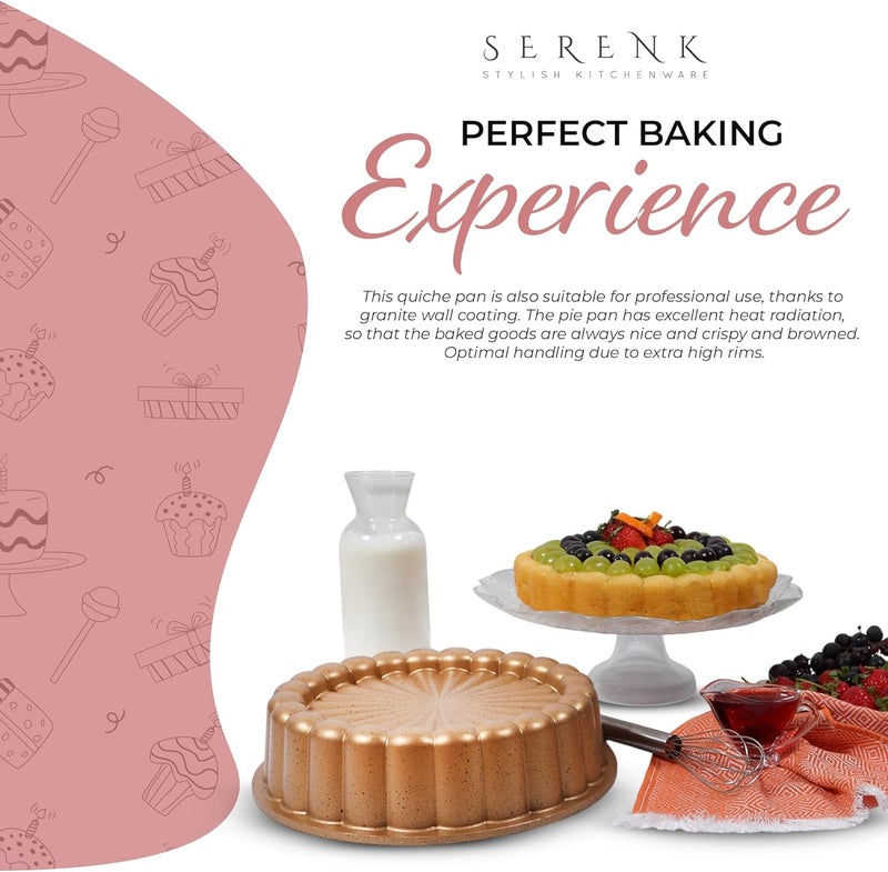 Serenk Fun Cooking Tart Pan, Nonstick Bakeware, Quiche Pan for Perfect Dishes, Baking Pan for Pie, Round, 11 in, Yellow - Image 4