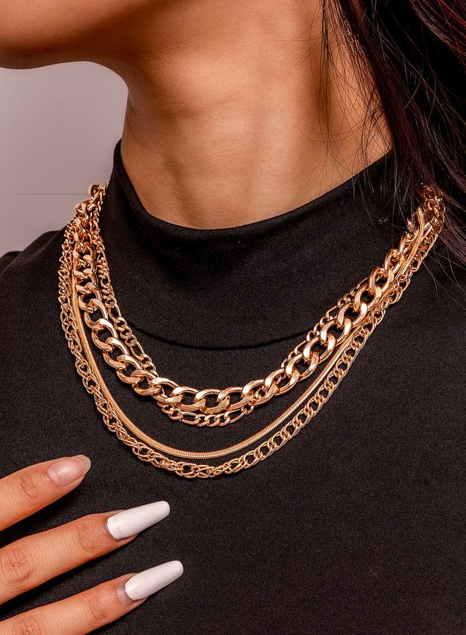 Take Two Set of 4 - Gold Chunky Chain Link Necklace - Image 1