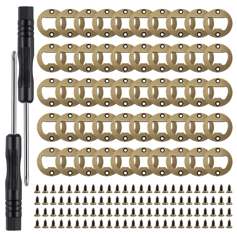 Ohiyoo 50 Set DIY Bottle Opener Kit  Stainless Steel Metal Opener Inserts for Wood Black