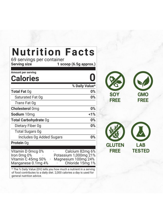 DEAL SUPPLEMENT مسحوق الإلكتروليتات، 1 رطل (69 حصة) - بدون سكر، ليمون ليمون - مشروب مكمل للترطيب - يحتوي على 1,000 ملغ من البوتاسيوم لكل حصة، المنغنيز والمغنيسيوم - ترطيب وطاقة طبيعية - مناسب للكيتو - Image 2