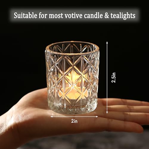 Uniteland 24pcs Clear Votive Candle Holders 2x2.5inch - Glass Candle Holder in Bulk for Table Wedding Centerpieces, Tea Lights Candle Holder for Wedding Party Holiday Decor (Clear,24) - Image 3