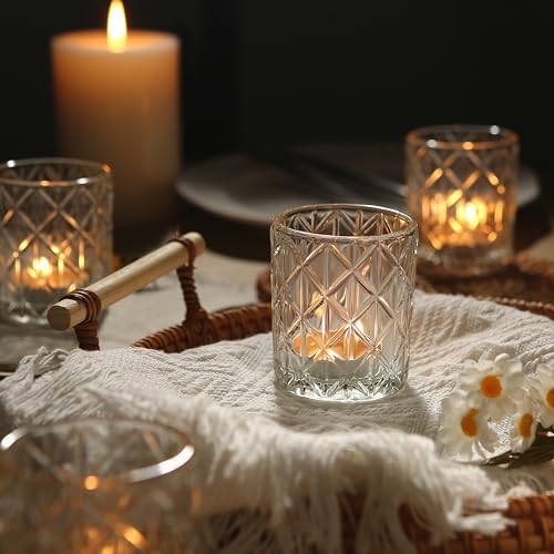 Uniteland 24pcs Clear Votive Candle Holders 2x2.5inch - Glass Candle Holder in Bulk for Table Wedding Centerpieces, Tea Lights Candle Holder for Wedding Party Holiday Decor (Clear,24) - Image 2