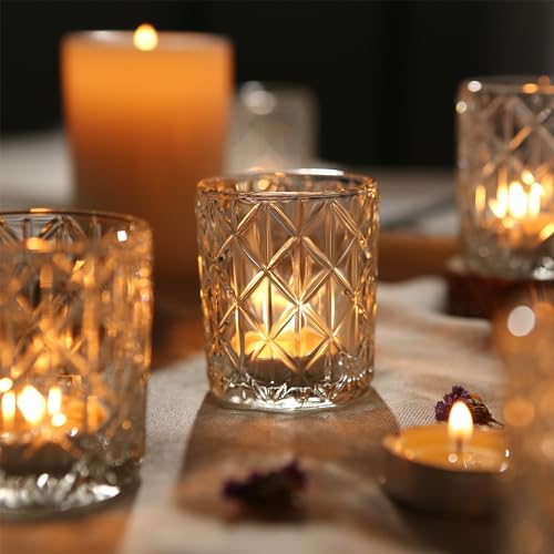 Uniteland 24pcs Clear Votive Candle Holders 2x2.5inch - Glass Candle Holder in Bulk for Table Wedding Centerpieces, Tea Lights Candle Holder for Wedding Party Holiday Decor (Clear,24) - Image 4