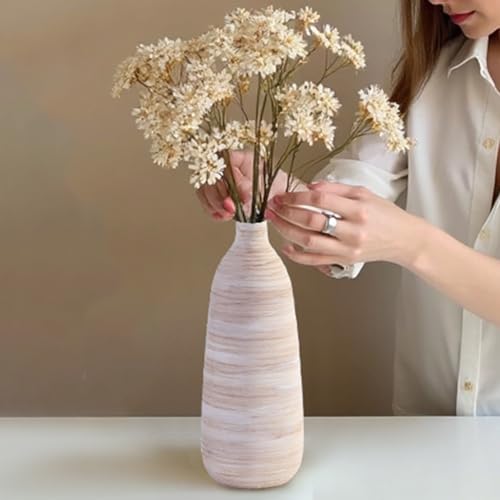 ALMA 18 inch Extra Tall Floor Vase for Home Decor, Large Boho Vase for Tall Pampas Grass, Cream Ceramic Flower Vase for Centerpieces, Living Room Floor, Entryway Floor, Mantel, Bookshelf - Image 3