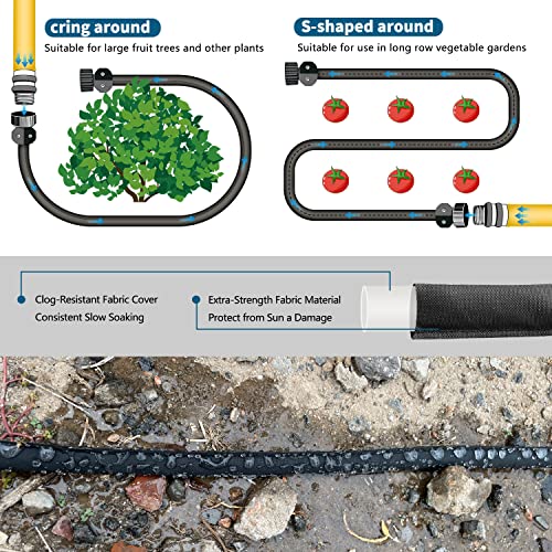 Suneed 4 Pack Flat Soaker Hose 10FT for Garden Beds,Short Soaker Hose for Efficient & Effective Watering of Plants – Short Irrigation Drip Hose Easy to Install (10FT 4Pack) - Image 3