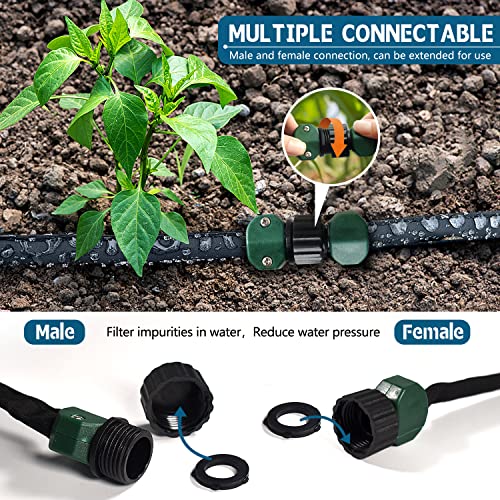 Suneed 4 Pack Flat Soaker Hose 10FT for Garden Beds,Short Soaker Hose for Efficient & Effective Watering of Plants – Short Irrigation Drip Hose Easy to Install (10FT 4Pack) - Image 4