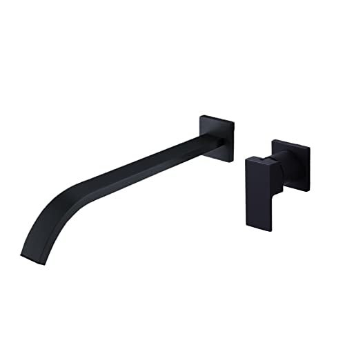 BEIYI Matte Black Wall Mount Tub Filler Bath Tub Faucet with Extra Long Tub Spout Single Handle Bathtub Faucets Set - Image 1