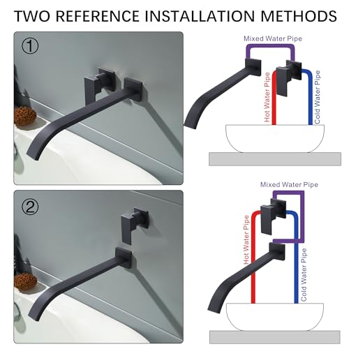 BEIYI Matte Black Wall Mount Tub Filler Bath Tub Faucet with Extra Long Tub Spout Single Handle Bathtub Faucets Set - Image 5