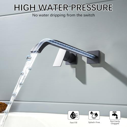 BEIYI Matte Black Wall Mount Tub Filler Bath Tub Faucet with Extra Long Tub Spout Single Handle Bathtub Faucets Set - Image 4