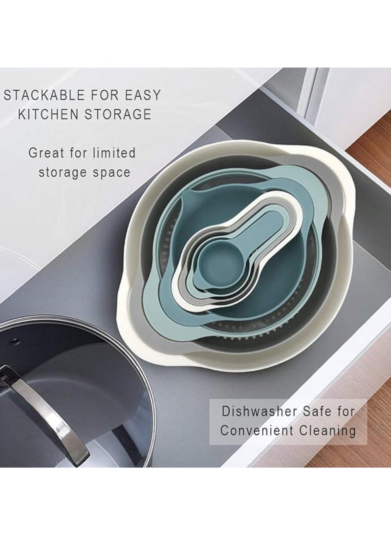Cuken - Plastic Mixing Bowls, Mixing Bowl Set of 8, Bpa Free Nesting and Stackable Bowls Set, Including Measuring Cups, Colander, Sifter, Large Bowls Multicolors 33X27X14 cm - Image 1