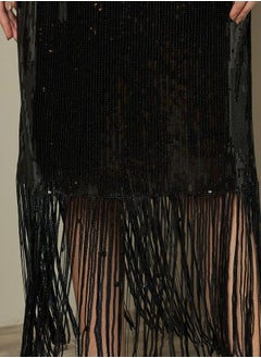 Styli Black Sequined A-Line Evening Midi Skirt  - Image 3