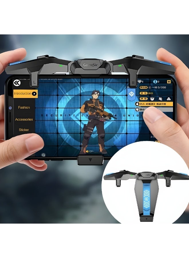 F4 Falcon Mobile Game Controller - Innovative Folding Design - iOS and Android Support - 4-Level Turbo Buttons - Black/Blue - Image 3