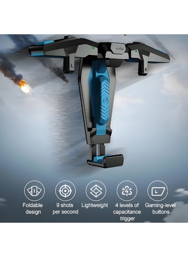 F4 Falcon Mobile Game Controller - Innovative Folding Design - iOS and Android Support - 4-Level Turbo Buttons - Black/Blue - Image 4