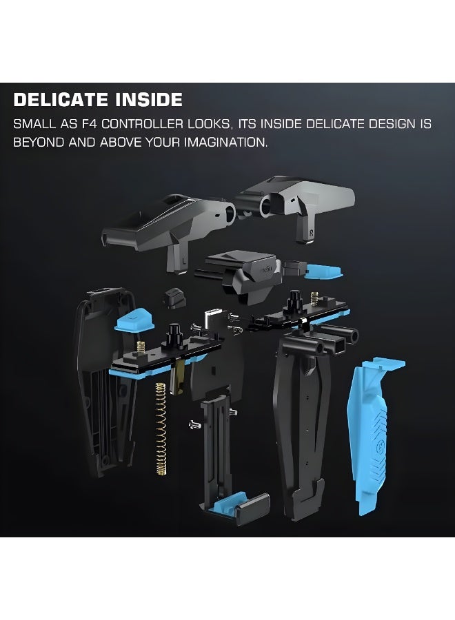 F4 Falcon Mobile Game Controller - Innovative Folding Design - iOS and Android Support - 4-Level Turbo Buttons - Black/Blue - Image 5