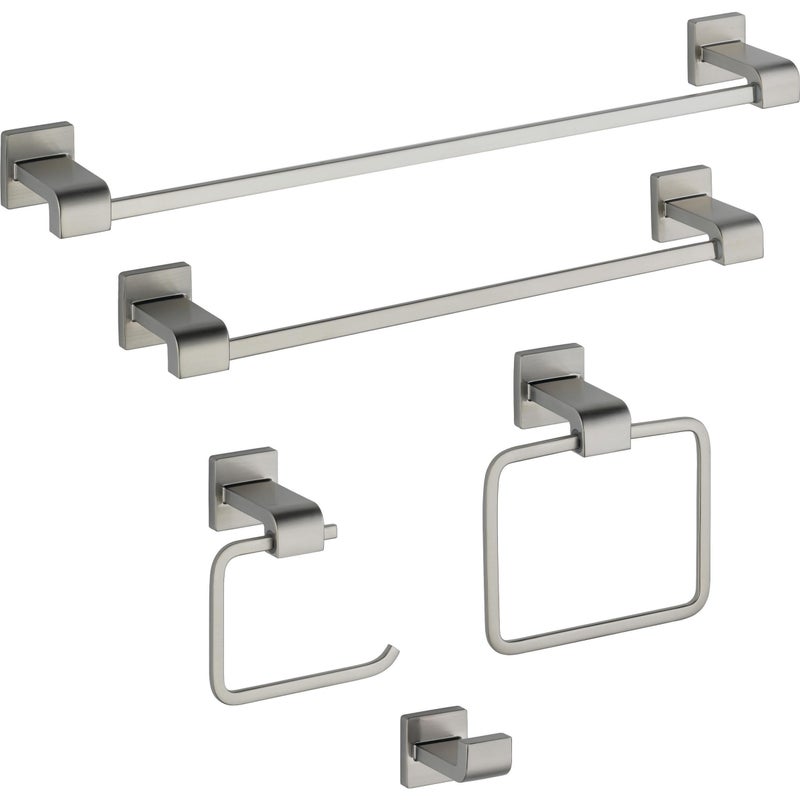 Delta Ara (1-Pack) Hand Towel Holder Brilliance Stainless Steel Towel Racks for Bathroom Wall Square Towel Ring Holder for Bath Towel Hanger for Kitchen, Bathroom Accessories 77546-SS - Image 3