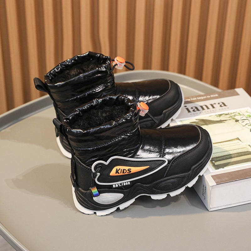 Men'S And Women'S Children'S High-Top Snow Boots Rain Cloth Winter Fleece-Lined Warm And Comfortable Cotton Shoes Elastic - Image 5