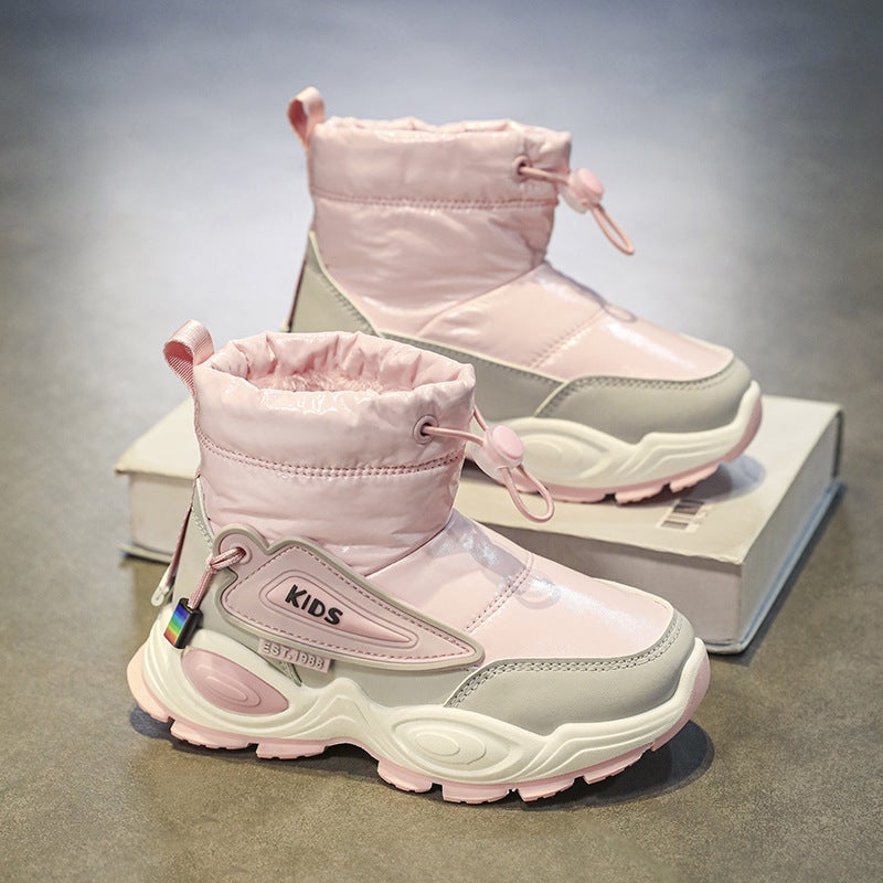 Men'S And Women'S Children'S High-Top Snow Boots Rain Cloth Winter Fleece-Lined Warm And Comfortable Cotton Shoes Elastic - Image 4