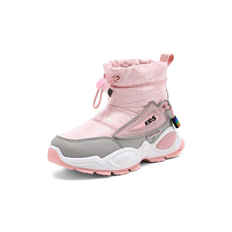 Men'S And Women'S Children'S High-Top Snow Boots Rain Cloth Winter Fleece-Lined Warm And Comfortable Cotton Shoes Elastic - Image 1