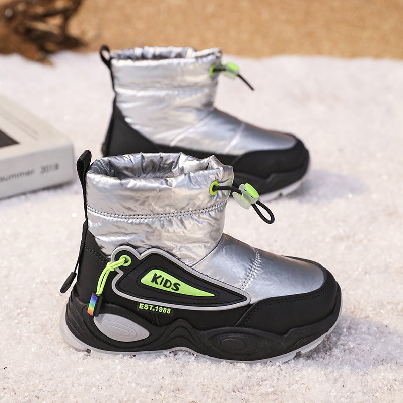 Men'S And Women'S Children'S High-Top Snow Boots Rain Cloth Winter Fleece-Lined Warm And Comfortable Cotton Shoes Elastic - Image 3