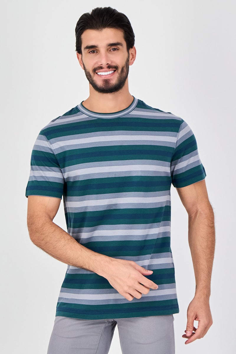 Celio Men Crew Neck Short Sleeve Stripe T-Shirt, Multicolor - Image 1