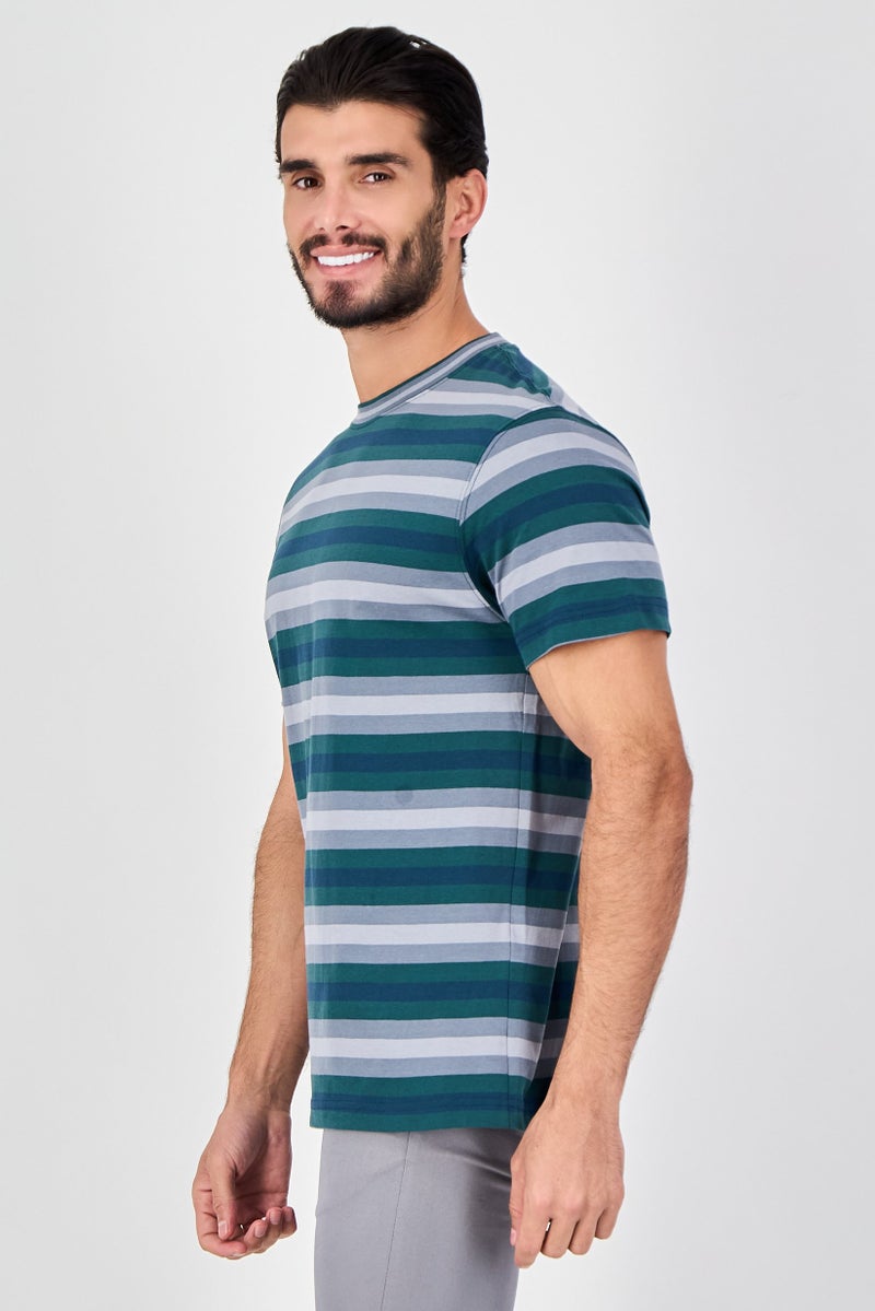 Celio Men Crew Neck Short Sleeve Stripe T-Shirt, Multicolor - Image 3