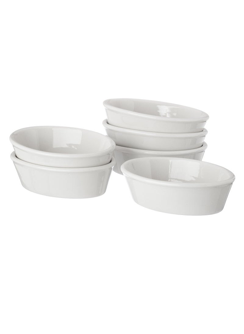 Libby A Set Of 6 Small Oval Porcelain Oven Dishes  - Image 1