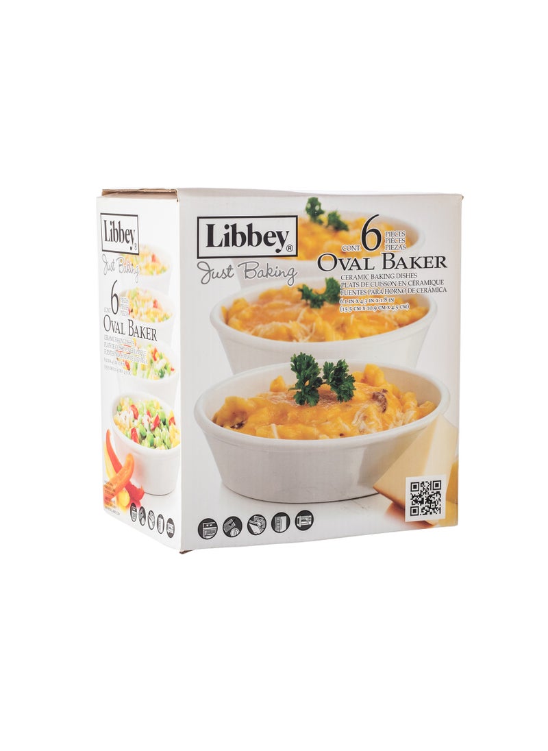 Libby A Set Of 6 Small Oval Porcelain Oven Dishes  - Image 4