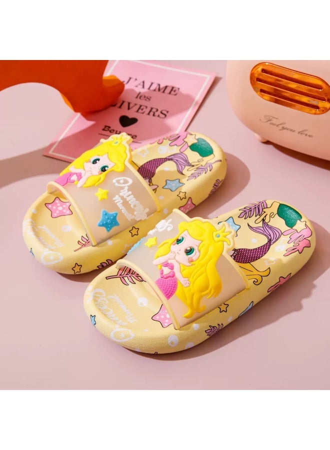 Kids Slippers for Girls Cute Mermaid Cartoon Print Indoor And Outdoor Non Slip Soft Bottom - Image 1