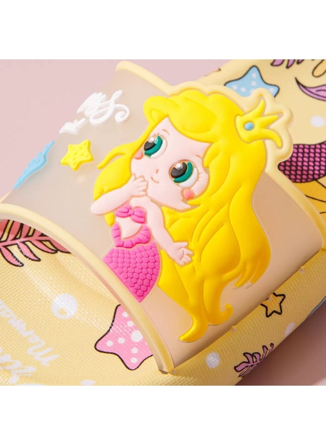 Kids Slippers for Girls Cute Mermaid Cartoon Print Indoor And Outdoor Non Slip Soft Bottom - Image 2