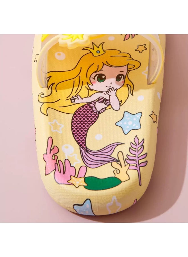 Kids Slippers for Girls Cute Mermaid Cartoon Print Indoor And Outdoor Non Slip Soft Bottom - Image 5