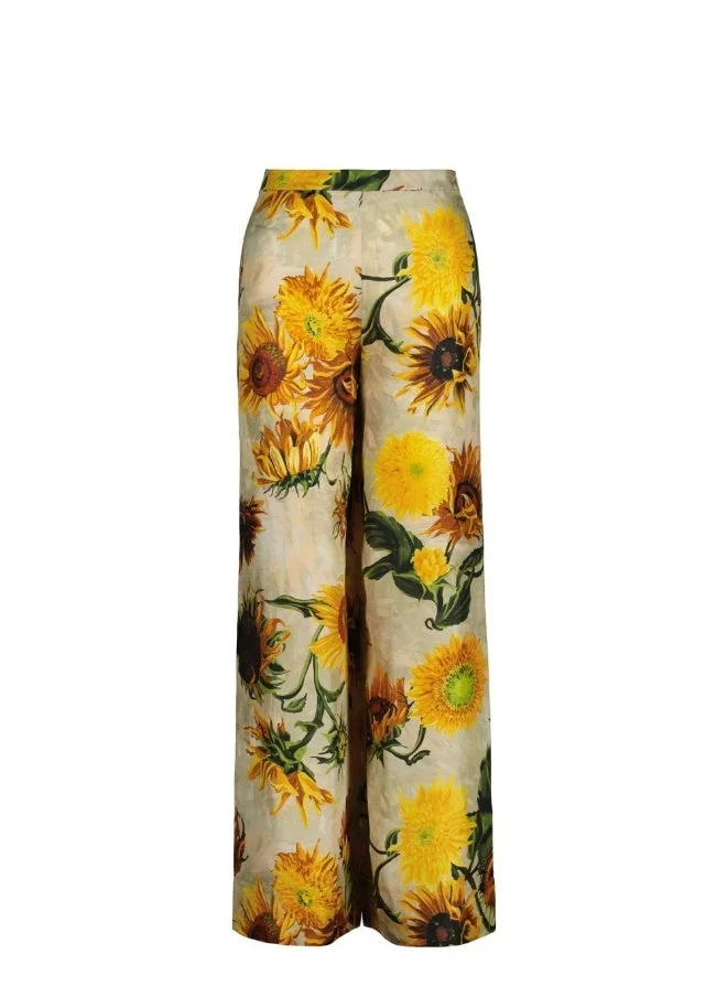 GANT Gant Sunflower Print Wide Leg Silk Pants