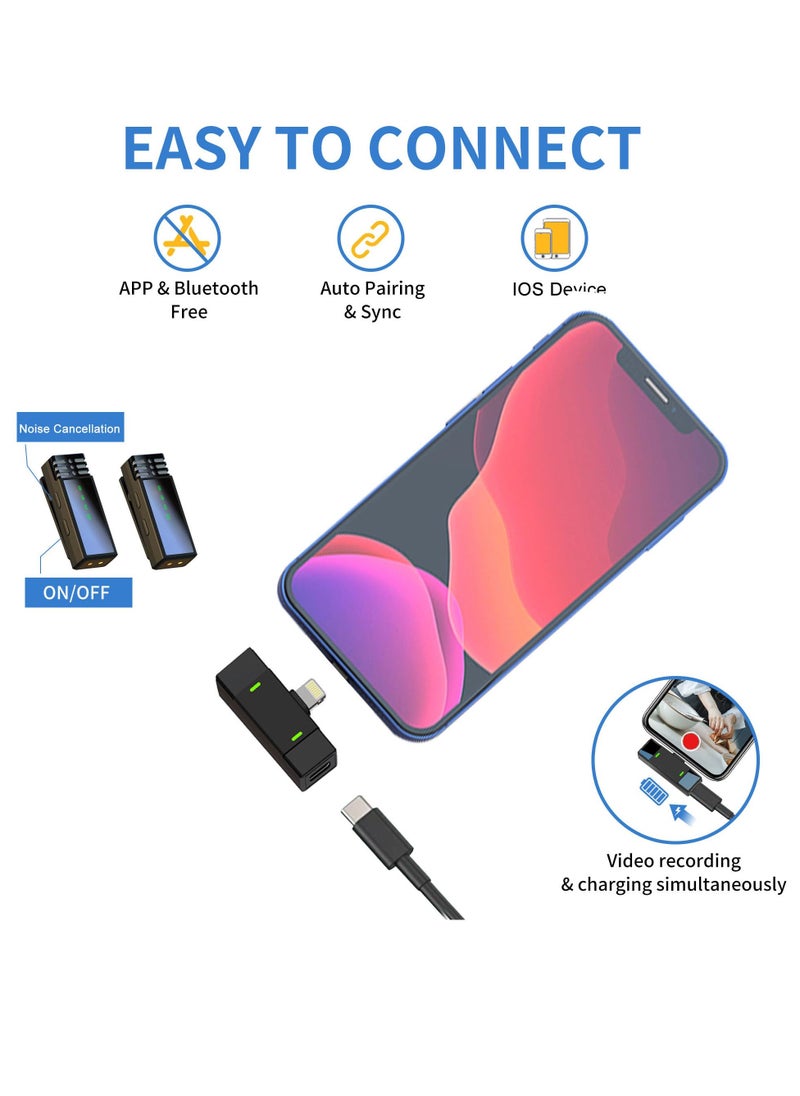Arabest - 2Pcs Wireless Lavalier Microphone for iPhone iPad with Charging Case 2.4G Ultra-Low Delay Built-in Noise Reduction Chip Clip on Lapel Mic for Video Recording YouTube Interview Vlogging, 65FT - Image 1