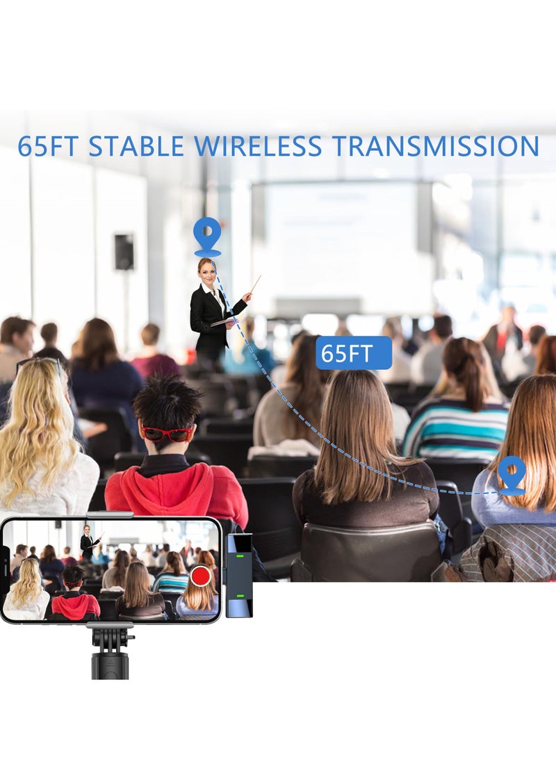 Arabest - 2Pcs Wireless Lavalier Microphone for iPhone iPad with Charging Case 2.4G Ultra-Low Delay Built-in Noise Reduction Chip Clip on Lapel Mic for Video Recording YouTube Interview Vlogging, 65FT - Image 1