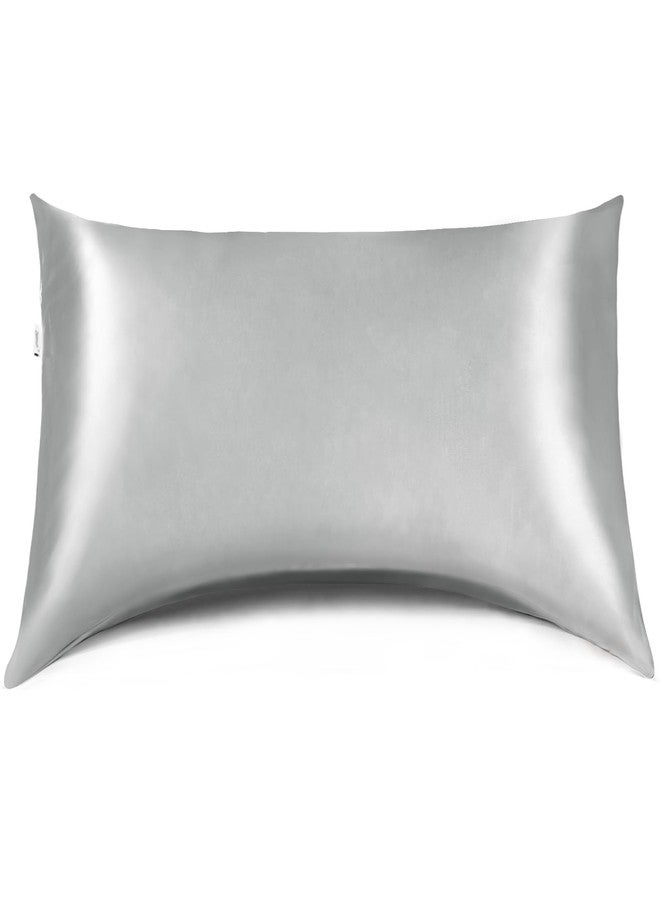 Zelimun Curved Pillow Case, Side Sleeper Pillowcase, Grey Satin Pillowcase Cover with Zipper, Breathable and Soft, Queen Size 20 x 30 Inches - Image 1