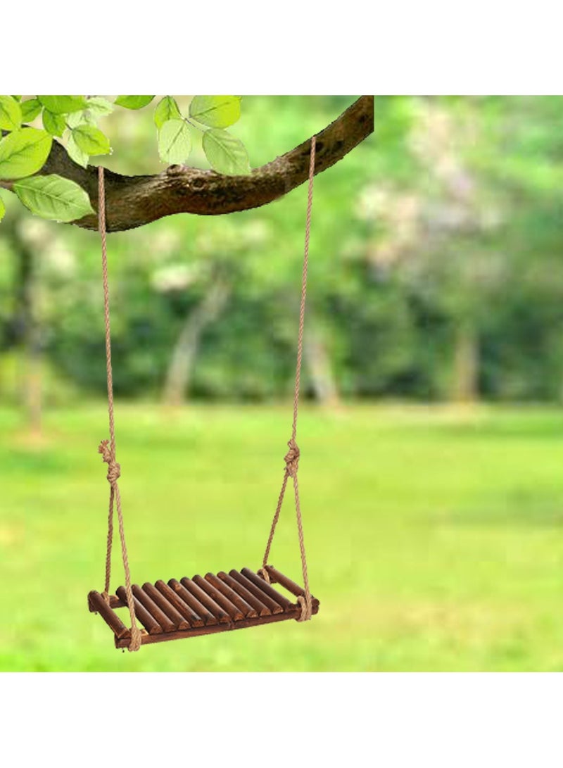 LINGWEI Wooden Swing Seat with Adjustable Rop Solid Wooden Hanging Swing Chair For Indoor and Outdoor Wooden Tree Swing Seat For Kids - Image 1