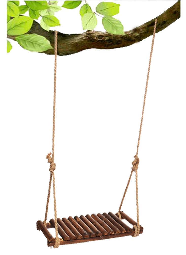 LINGWEI Wooden Swing Seat with Adjustable Rop Solid Wooden Hanging Swing Chair For Indoor and Outdoor Wooden Tree Swing Seat For Kids - Image 5