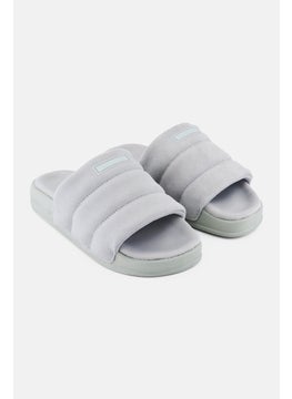 adidas Originals Kids Girl Adilette Essential Slip On Slides, Grey  - Image 1