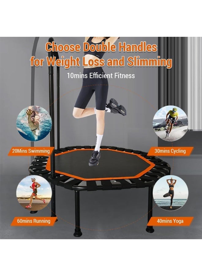 HOOKOR Foldable Trampoline,42'' Fitness Trampoline with Handle Bar, Bungee Rebounder Jumping Cardio Trainer Workout for Adults, Mini Exercise Rebounder for Home and Gym - Image 2