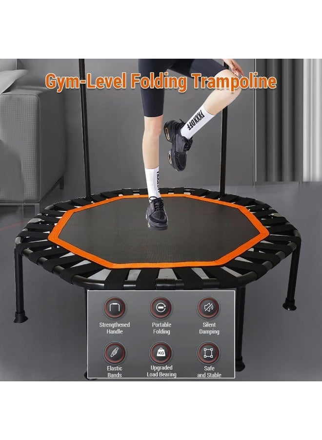 HOOKOR Foldable Trampoline,42'' Fitness Trampoline with Handle Bar, Bungee Rebounder Jumping Cardio Trainer Workout for Adults, Mini Exercise Rebounder for Home and Gym - Image 3