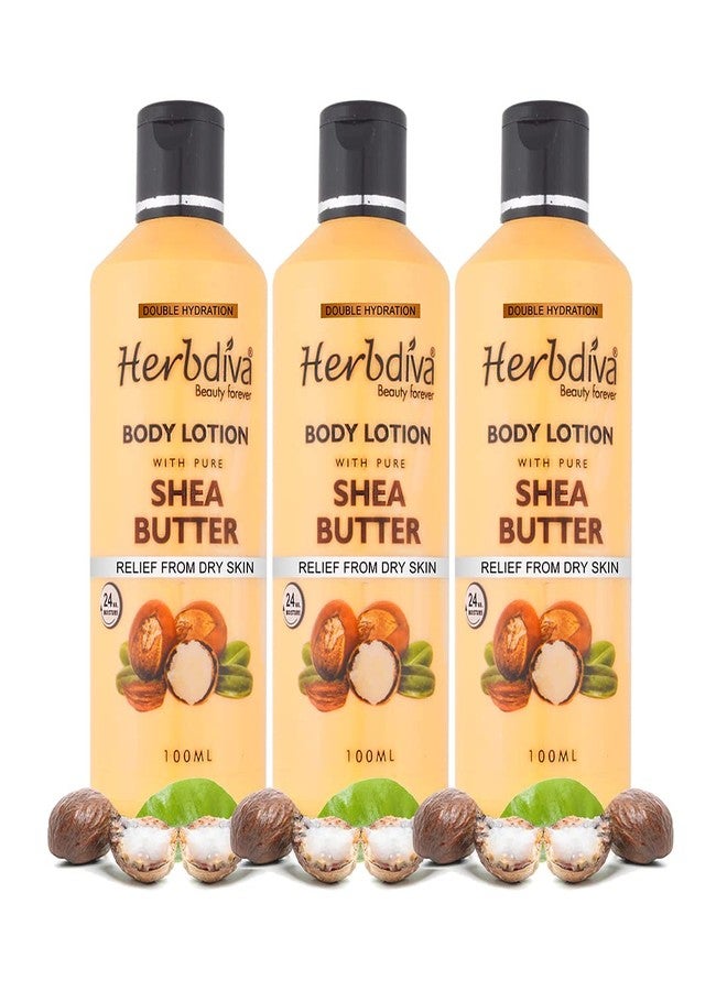 هيربيفا لوشن الجسم بزبدة الشيا من هيربديفا 100 مل (عبوة من 3) | ترطيب مضاعف | غني بزبدة الشيا وخلاصة الورد | يخفف جفاف البشرة - Image 1