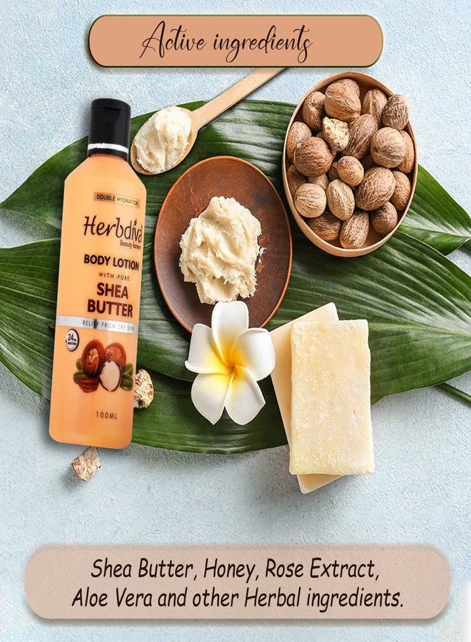 هيربيفا لوشن الجسم بزبدة الشيا من هيربديفا 100 مل (عبوة من 3) | ترطيب مضاعف | غني بزبدة الشيا وخلاصة الورد | يخفف جفاف البشرة - Image 4
