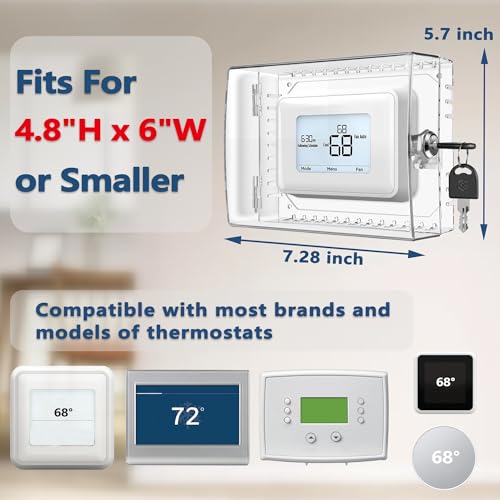 Gedreew 2 PCS Large Thermostat Lock Box Cover with Key, Clear Thermostat Cover with Lock Compatible With Home Thermostat On Wall, AC Lock Box Cover with Key Fits Thermostats 5"H x 6" W or Smaller - Image 2