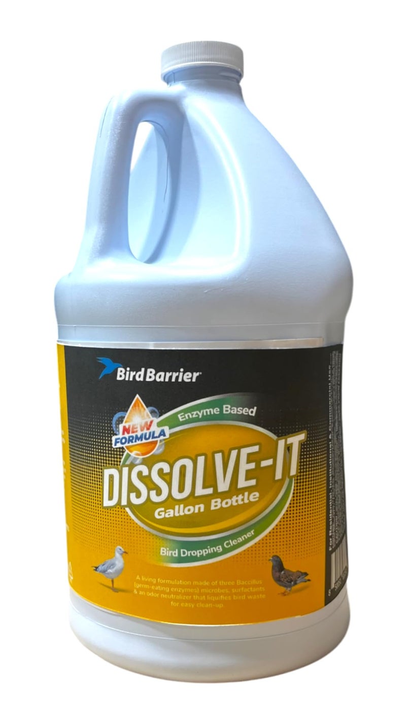 Bird Barrier Dissolve-It Enzyme Cleaner - Bird Dropping - Dissolves Waste â€“ Treat Affected Areas Before Installing Bird Control Products - 1 Gallon Makes 2 Gallons - Image 1