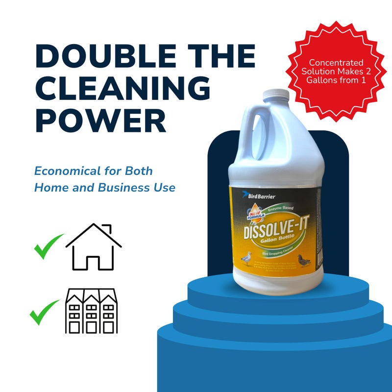 Bird Barrier Dissolve-It Enzyme Cleaner - Bird Dropping - Dissolves Waste â€“ Treat Affected Areas Before Installing Bird Control Products - 1 Gallon Makes 2 Gallons - Image 2