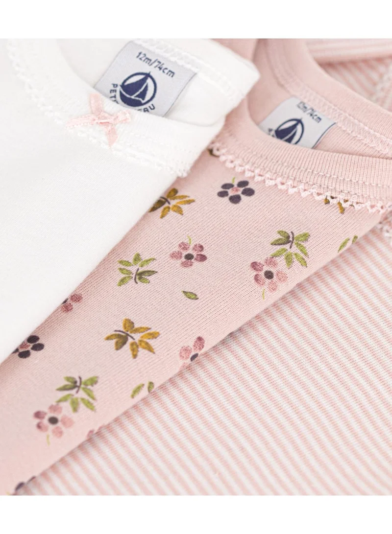بيتي باتو Babies' short-sleeved floral cotton bodysuits - 3-pack