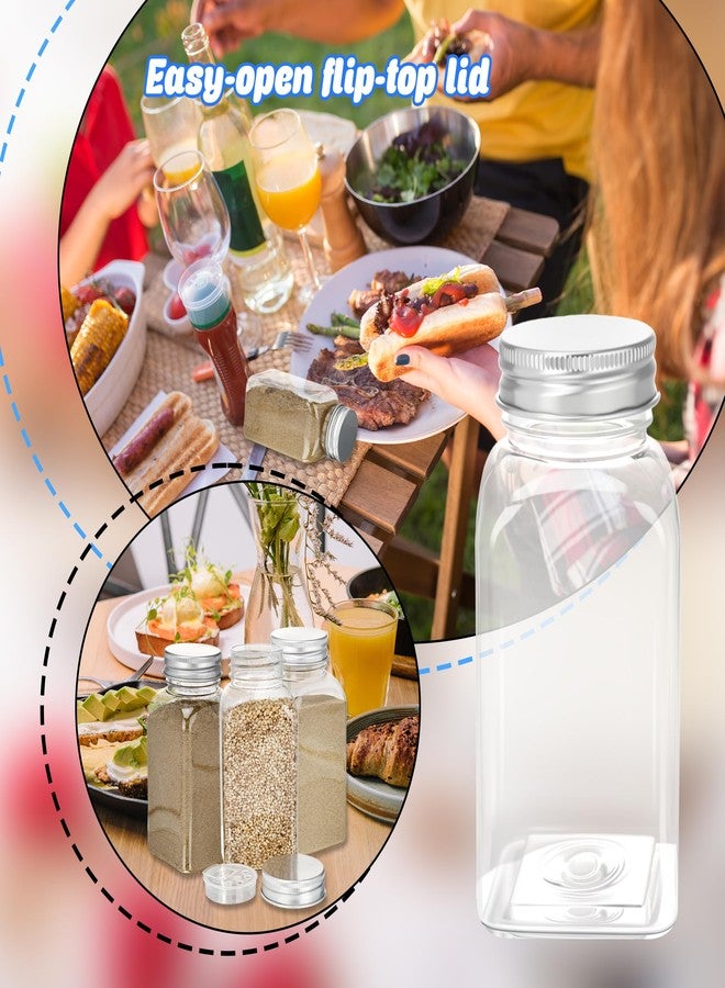 Conagel 20 Pack 6 oz Plastic Spice Jars with Metal Lids Reusable Salt Pepper Shaker with Lids Clear Empty Square Spice Containers Seasoning Bottles for Kitchen Storage - Image 4