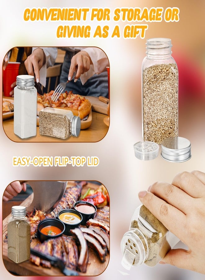 Conagel 20 Pack 6 oz Plastic Spice Jars with Metal Lids Reusable Salt Pepper Shaker with Lids Clear Empty Square Spice Containers Seasoning Bottles for Kitchen Storage - Image 5
