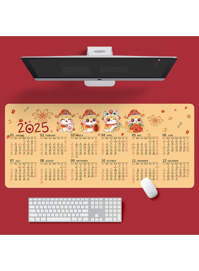 2025 Year Of The Snake Calendar Mouse Pad Super Large Non-slip Washed Gift Office Desk Calendar Calendar Monthly Calendar Table Pad Wholesale-Color:900*400*4mm-Pattern:Annual Calendar - Flowers Bloom And Wealth  - Image 1