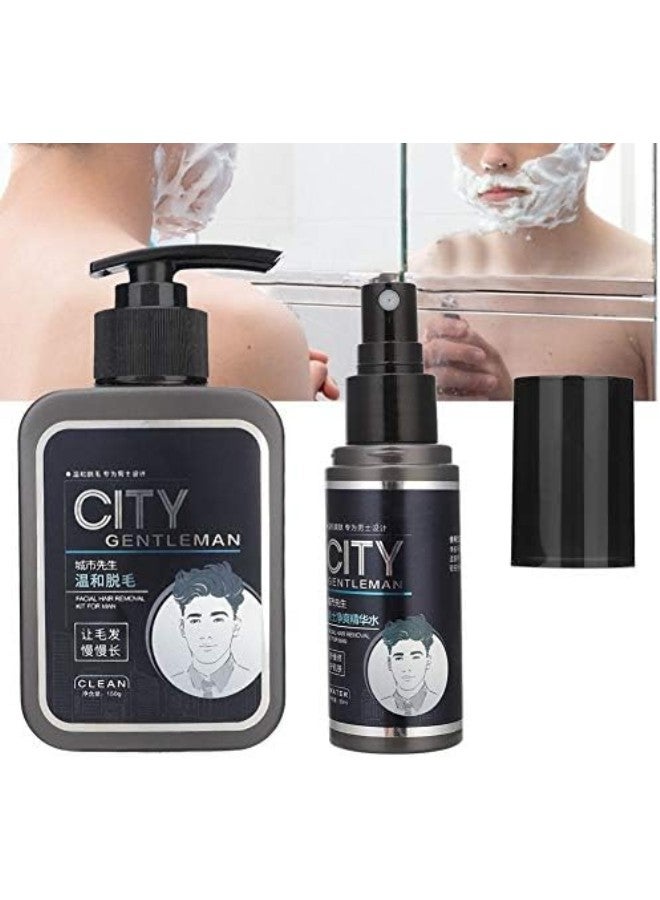 klarako Hair Removal Cream, Men Hair Removal Cream, 150g Men Facial Hair Beard Removal Cream Painless Legs and Arms Depilatory Cream with 50ml Moisturizing Serum for Women and Men - Image 3