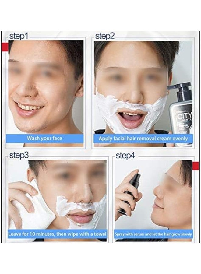 klarako Hair Removal Cream, Men Hair Removal Cream, 150g Men Facial Hair Beard Removal Cream Painless Legs and Arms Depilatory Cream with 50ml Moisturizing Serum for Women and Men - Image 4